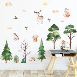 Impresi Autocolant pentru camera copilului Forest and animals - 90x29cm 2ks Decoratiune camera copii
