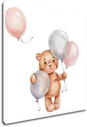 Impresi Obraz Teddy bear with colorful balloons - 20 x 20 cm Decoratiune camera copii