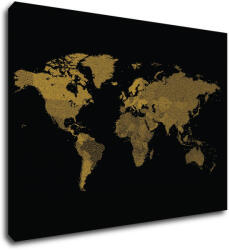Impresi Tablou World map golden black - 70 x 50 cm