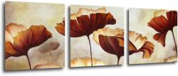 Impresi Tablou Flowers red and yellow - 90 x 30 cm (3-piese)