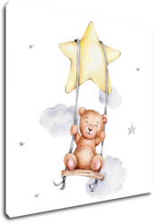 Impresi Obraz Teddy bear on a swing - 20 x 20 cm Decoratiune camera copii