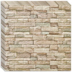 HOZRO Tapet 3D autoadeziv, Model imitatie caramida, design modern, foarte usor de montat, Crem, Tapet 7