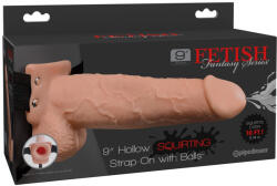 Pipedream Fetish Strap-On 9 - felcsatolható, üreges, spriccelő dildó (natúr) (05374200000)