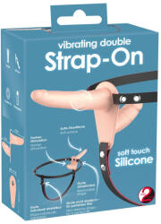 You2Toys - Strap-On - akkus, felcsatolható dupla vibrátor (natúr) (05969490000)