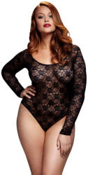 Baci Plus Size - hosszúujjú, csipke body - fekete (XL-XXL) (92705500005) - pleasure4you