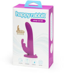 Happy Rabbit Strap-On - nyuszis felcsatolható vibrátor (lila) (05975380000)
