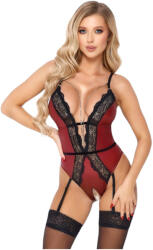 Abierta Fina - nyitott body harisnyatartóval (fekete-vörös) (26434563021) - pleasure4you