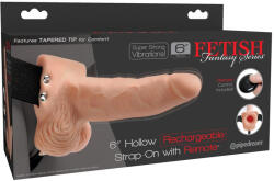 Pipedream Fetish Strap-On 6 - rádiós, felcsatolható, üreges vibrátor (natúr) (05988280000)