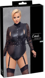 Cottelli Plus Size Cottelli Bondage Plus Size - csipkésujjú body (fekete) (26432001051)