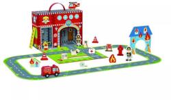 Tooky Toy Fa tűzoltó állomás 17 db-os (TJ460)
