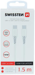 SWISSTEN TPU adatkábel USB-C / USB-C, PD, 5 A (100 W) 1, 5 m - fehér