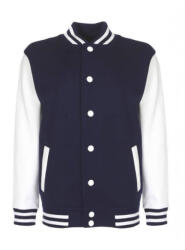 FDM Gyerek Kabát Hosszú ujjú FDM Junior Varsity Jacket -5-6 (116), Sötétkék navy/fehér