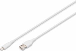 ASSMANN AK-600108-005-W USB-A apa - Lightning apa 2.0 Adat és töltő kábel 0.5m - Fehér (AK-600108-005-W)