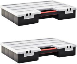 vidaXL 2 db műanyag tárolódoboz állítható elválasztókkal 460x325x80 mm (146272)