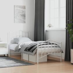 vidaXL fehér fém ágykeret fej- és lábtámlával 90 x 200 cm (373849)