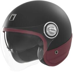 NOX Cască de motocicletă deschisă NOX PREMIUM Heritage negru mat cu piele roșie (AIM140-2535)