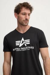 Alpha Industries t-shirt fekete, férfi, nyomott mintás, 106512 - fekete L