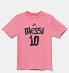 Adidas gyerek pamut póló MESSI rózsaszín, mintás, JM3552 - rózsaszín 164