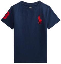Ralph Lauren gyerek pamut póló sötétkék, sima, 322832907039 - sötétkék 102-108