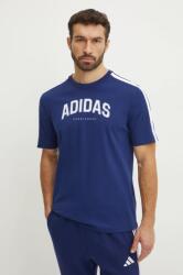 Adidas pamut póló M C COLLE Collegiate sötétkék, férfi, nyomott mintás, JM0382 - sötétkék M