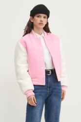 Tommy Jeans bomber dzseki gyapjú keverékből rózsaszín, átmeneti, DW0DW19320 - rózsaszín S