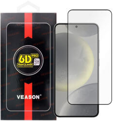 Samsung Galaxy S22 5G / S23 5G üvegfólia, tempered glass, előlapi, edzett, hajlított, fekete kerettel, Veason 6D Pro (újjlenyomat olvasóval működik)