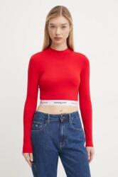 Tommy Hilfiger hosszú ujjú női, félgarbó nyakú, piros, DW0DW19510 - piros M
