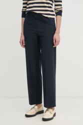 Tommy Hilfiger nadrág gyapjú keverékből sötétkék, magas derekú egyenes, WW0WW44606 - sötétkék 36