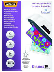 Fellowes Lamináló fólia FELLOWES A/4 80 mikron fényes 25/csom (5396205) - papir-bolt