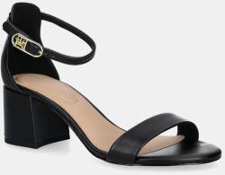 Tommy Hilfiger bőr szandál LEATHER ANKLE STRAP HEEL SANDAL fekete, FW0FW08673 - fekete Női 40