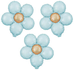 PartyPal Virág fólia lufi, világos matt kék, 45 cm, 3 db/cs