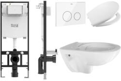Roca Active One Rimless Wc Szett Ac2 Fehér Nyomólappal, Rimless Wc-vel, ülőkével