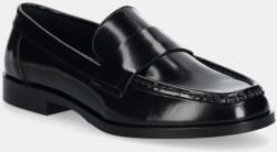 Calvin Klein bőr mokaszin MOC LOAFER - BRUSH L fekete, női, lapos talpú, HW0HW02306 - fekete Női 38