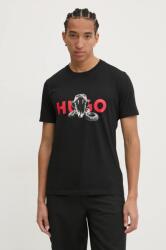 HUGO pamut póló fekete, férfi, sima, 50530607 - fekete XL - answear - 17 990 Ft