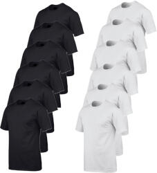 Gildan 12 db-os csomagban Gildan 5000 kereknyakú pamut póló, fekete-fehér-2XL (GI5000bl-wh-2XL-12)