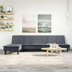 vidaXL sötétszürke L-alakú bársony kanapéágy 255x140x70 cm (3157261) - pepita