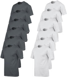 Gildan 12 db-os csomagban Gildan 5000 kereknyakú pamut póló, charcoal-fehér-5XL (GI5000ch-wh-5XL-12)