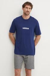 Adidas pamut póló Essentials Linear sötétkék, férfi, nyomott mintás, JE8999 - sötétkék M