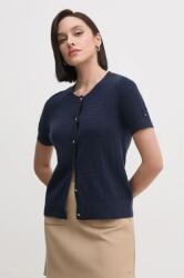 Tommy Hilfiger gyapjú kardigán sötétkék, könnyű, WW0WW43958 - sötétkék XS