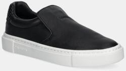 Calvin Klein bőr tornacipő CUPSOLE SLIP ON - WOVEN LTH fekete, női, HW0HW02297 - fekete Női 40