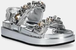 Tory Burch szandál Kira Embellished Sport Sandal ezüst, női, platformos, 164798-020 - ezüst Női 40
