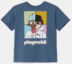 PUMA gyerek pamut póló X PLAYMOBIL nyomott mintás, 627394 - kék 116