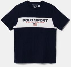 Ralph Lauren gyerek pamut póló sötétkék, nyomott mintás, 323962109001 - sötétkék 150-161