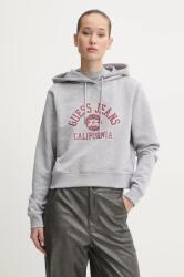 Guess Jeans pamut melegítőfelső szürke, női, nyomott mintás, kapucnis, W5RQ29 K68I4 - szürke L