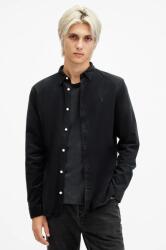 AllSaints pamut ing BIRCHWOOD férfi, galléros, fekete, slim, M144SB - fekete S