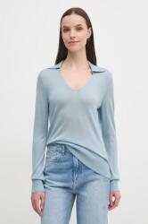 Calvin Klein gyapjúkeverék pulóver könnyű, női, K20K208029 - kék XS
