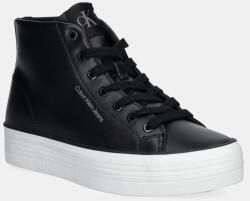 Calvin Klein bőr sneaker BOLD VULC FLATF MID LTH IN fekete, női, YW0YW01634 - fekete Női 36