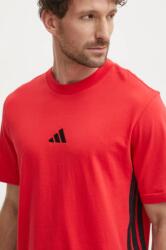 Adidas pamut póló Essentials piros, férfi, mintás, JE6386 - piros L