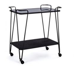 Bizzotto Comoda mobila cu cadru fier negru si polite sticla Zaira 75.5 cm x 36 cm x 74 h (0746360) Comoda