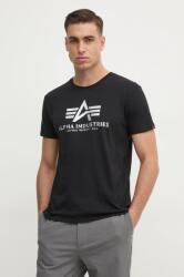 Alpha Industries pamut póló fekete, férfi, nyomott mintás, 100501CB - fekete XL